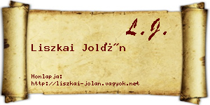 Liszkai Jolán névjegykártya